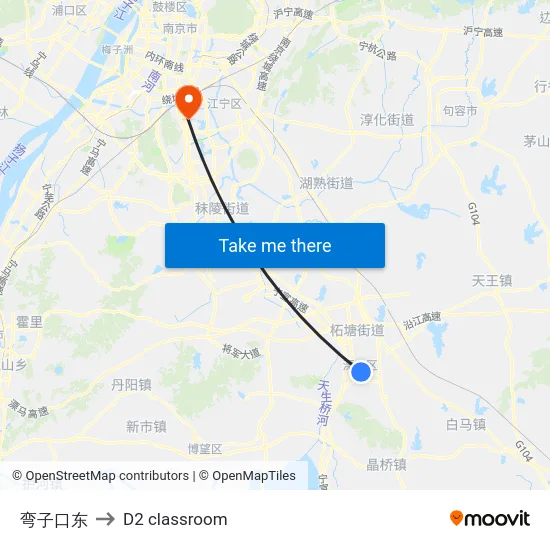 弯子口东 to D2 classroom map