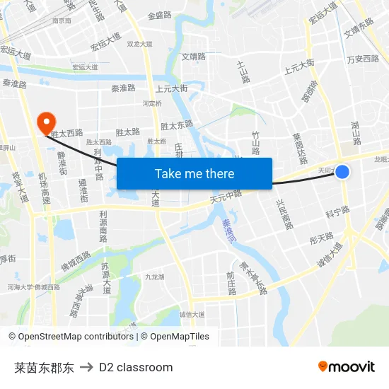 莱茵东郡东 to D2 classroom map