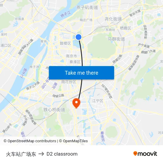 火车站广场东 to D2 classroom map
