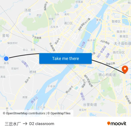 三岔水厂 to D2 classroom map
