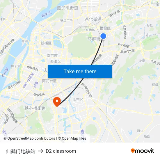 仙鹤门地铁站 to D2 classroom map