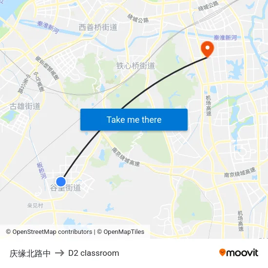 庆缘北路中 to D2 classroom map
