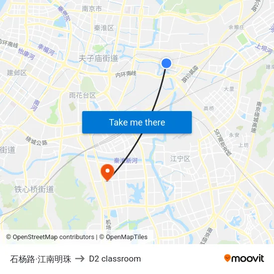 Shiyang Road & Jiangnan Pearl to D2 classroom map