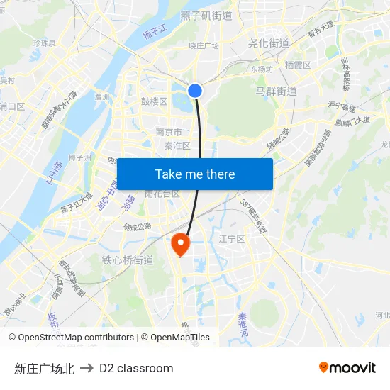 新庄广场北 to D2 classroom map