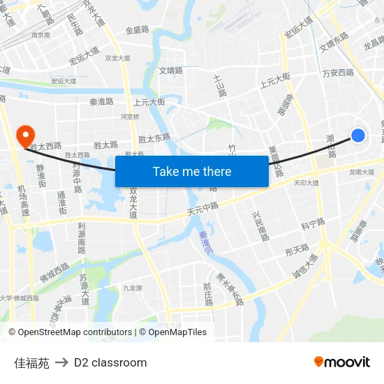 Jiafu Garden to D2 classroom map