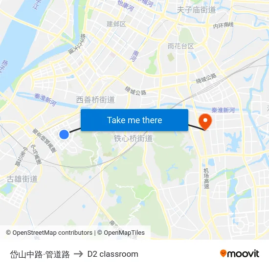 岱山中路·管道路 to D2 classroom map