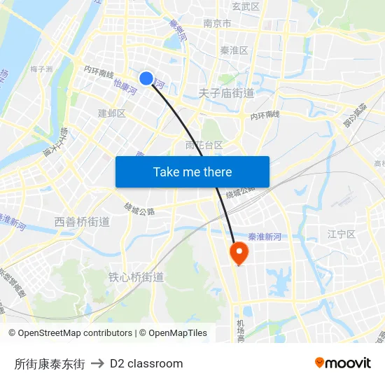 所街康泰东街 to D2 classroom map