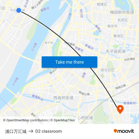 浦口万汇城 to D2 classroom map