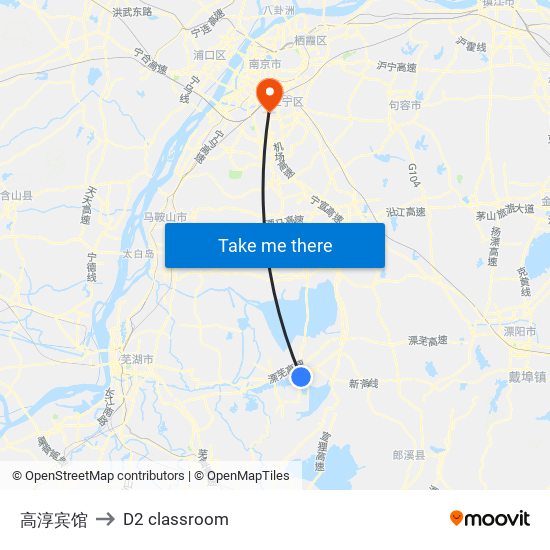 高淳宾馆 to D2 classroom map