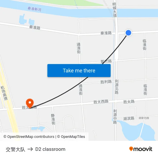 交警大队 to D2 classroom map
