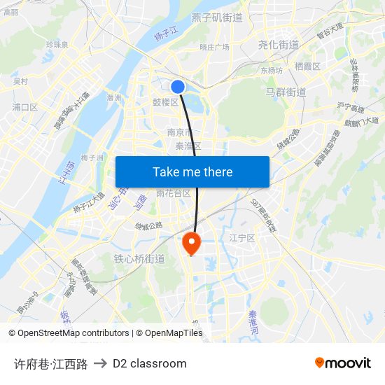 许府巷·江西路 to D2 classroom map