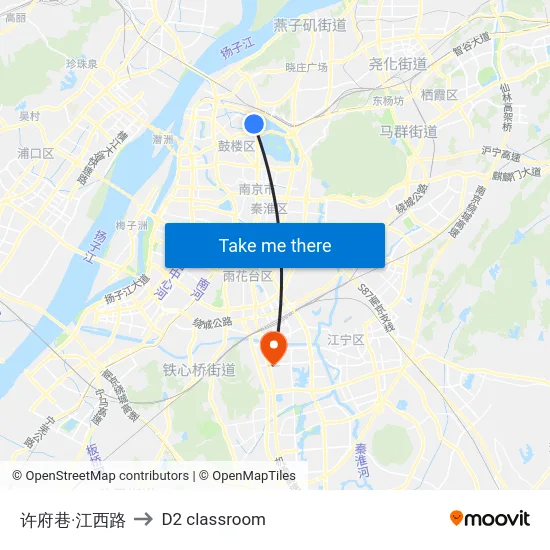 许府巷·江西路 to D2 classroom map