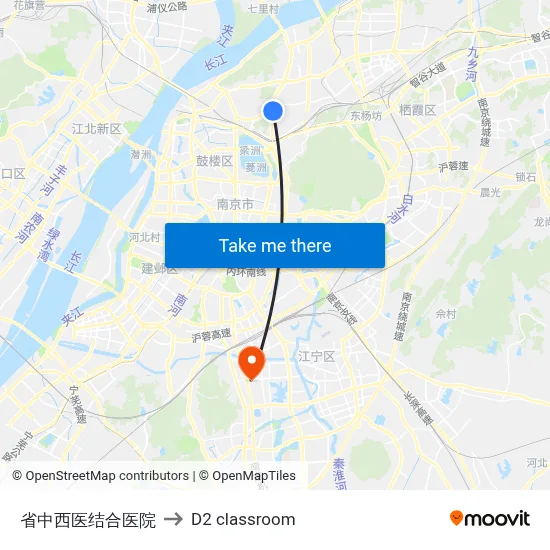 Provincial TCM Integrated Hospital to D2 classroom map