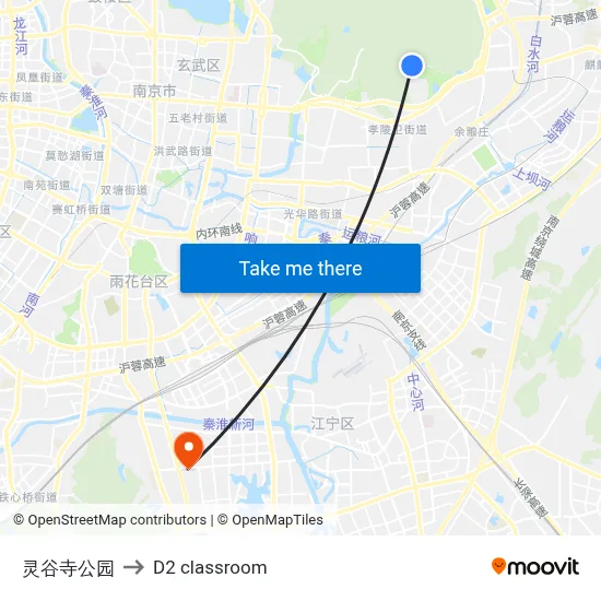 Linggu Temple Park to D2 classroom map