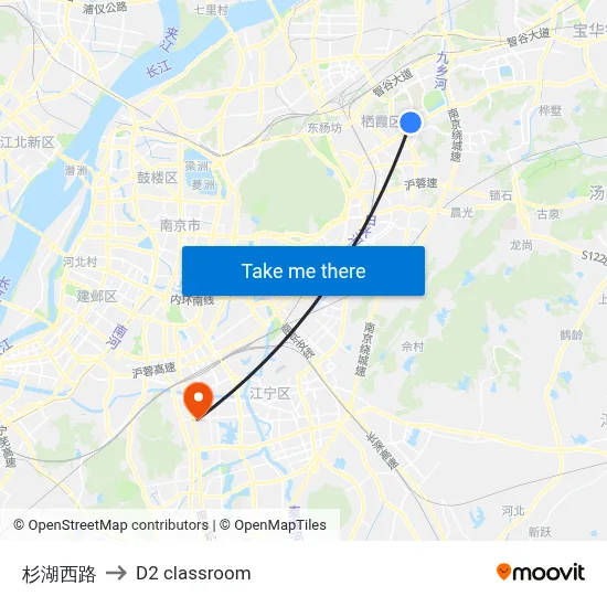 Shanhu West Road to D2 classroom map