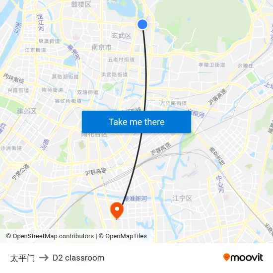 Taiping Gate to D2 classroom map