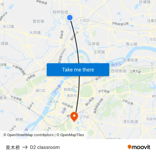 黄木桥 to D2 classroom map