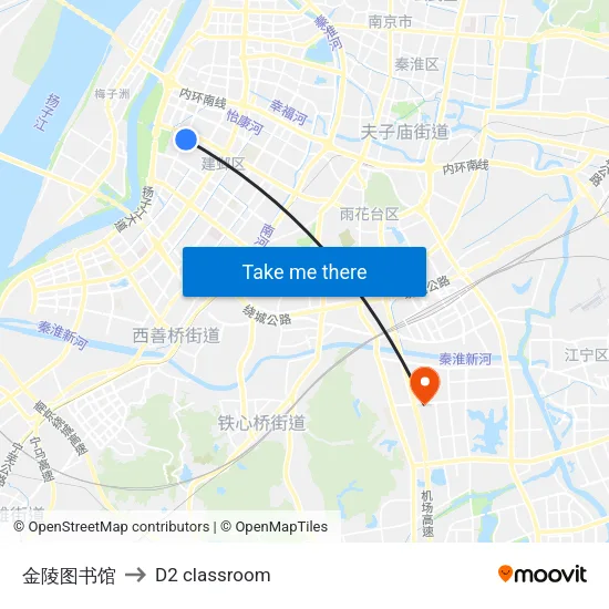 金陵图书馆 to D2 classroom map