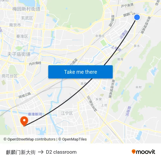 麒麟门新大街 to D2 classroom map