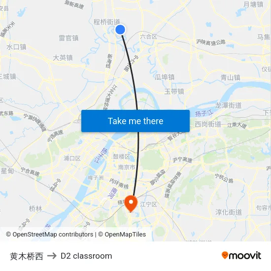 黄木桥西 to D2 classroom map