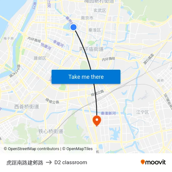 虎踞南路建邺路 to D2 classroom map
