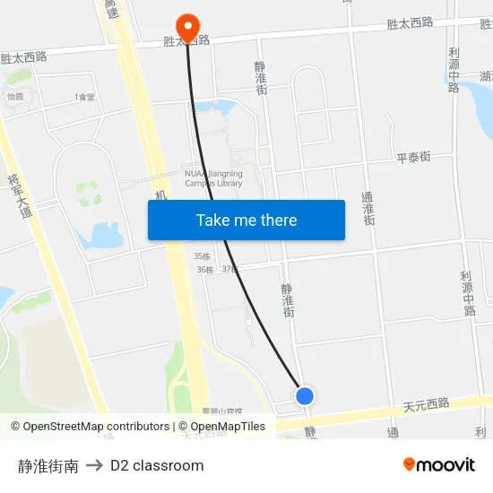 Jinghui Street South to D2 classroom map
