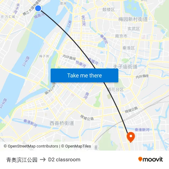 青奥滨江公园 to D2 classroom map