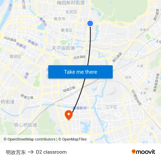 明故宫东 to D2 classroom map