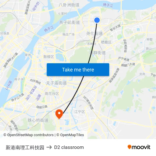 新港南理工科技园 to D2 classroom map