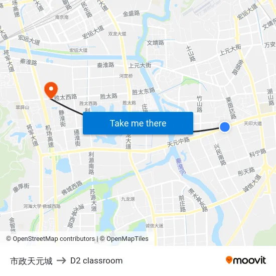 市政天元城 to D2 classroom map