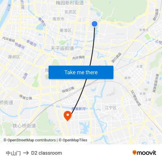 Zhongshan Gate to D2 classroom map