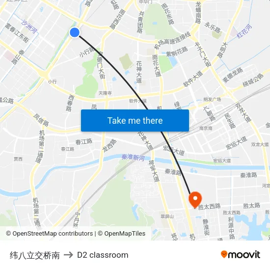 纬八立交桥南 to D2 classroom map