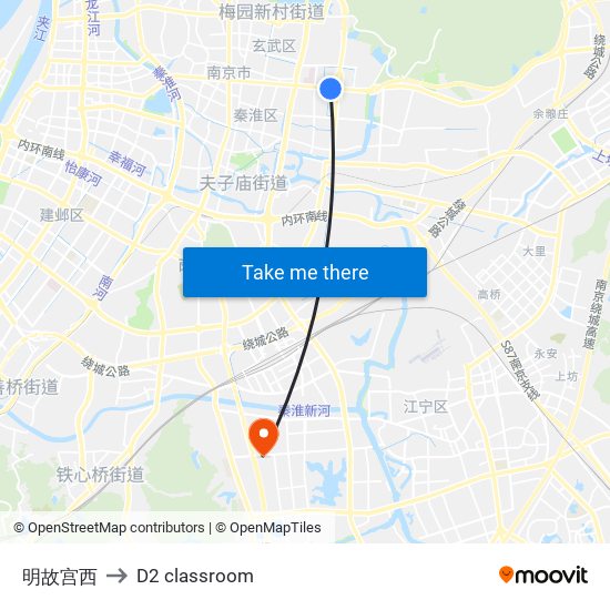 明故宫西 to D2 classroom map