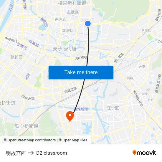 明故宫西 to D2 classroom map