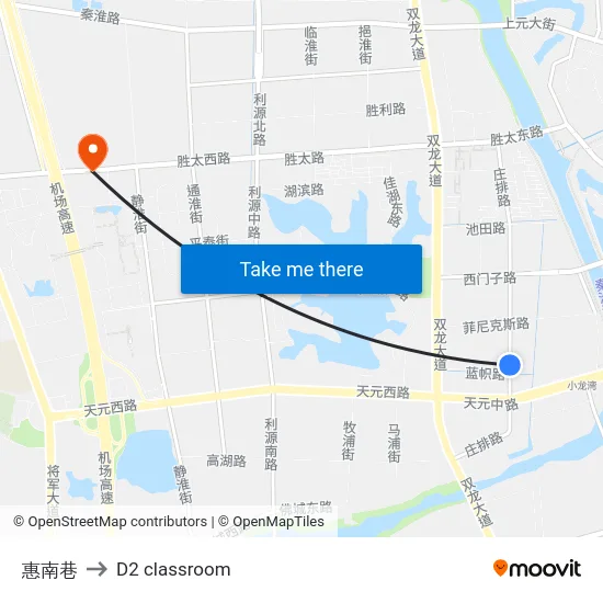 惠南巷 to D2 classroom map