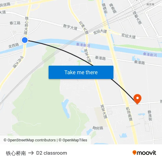 铁心桥南 to D2 classroom map