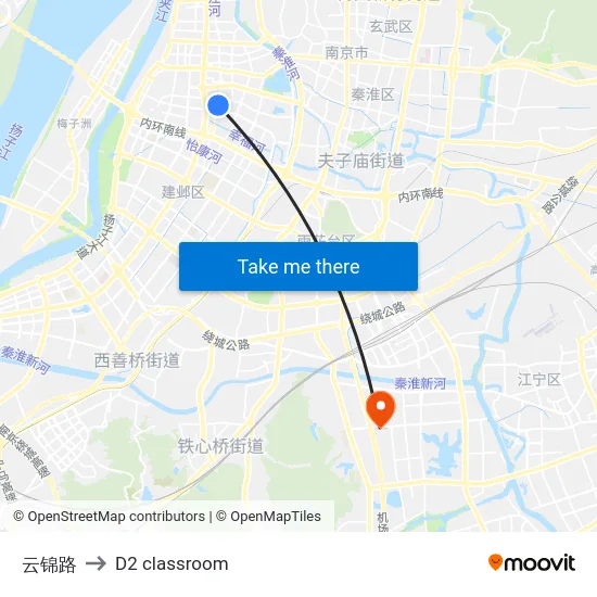 云锦路 to D2 classroom map