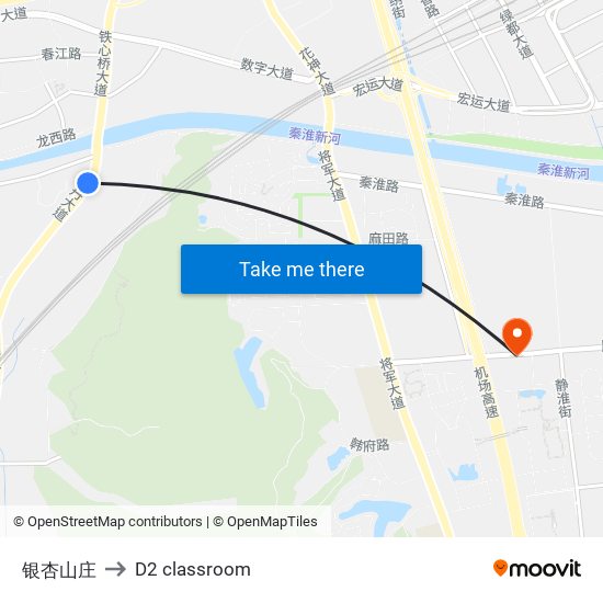 银杏山庄 to D2 classroom map