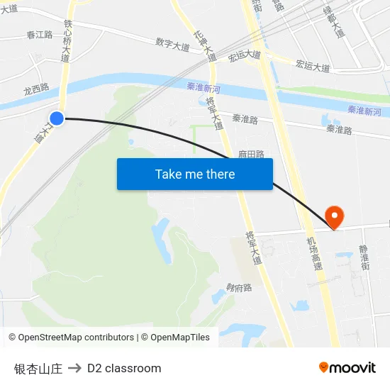 银杏山庄 to D2 classroom map