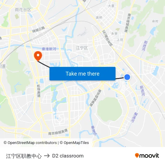 江宁区职教中心 to D2 classroom map