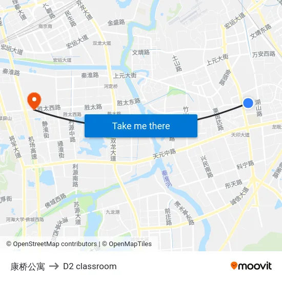 康桥公寓 to D2 classroom map