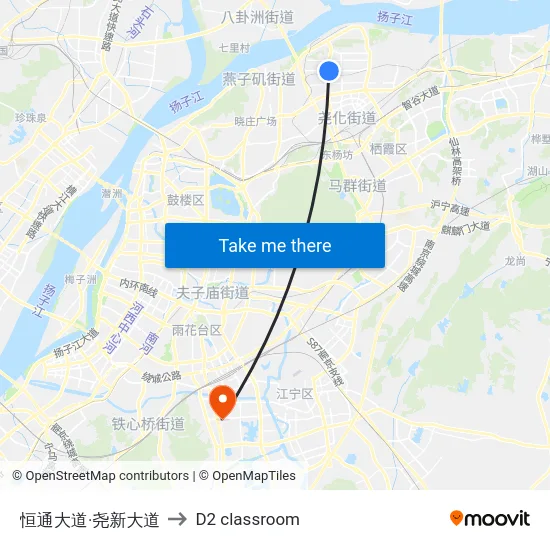 恒通大道·尧新大道 to D2 classroom map
