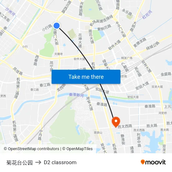 菊花台公园 to D2 classroom map