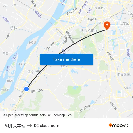 铜井火车站 to D2 classroom map