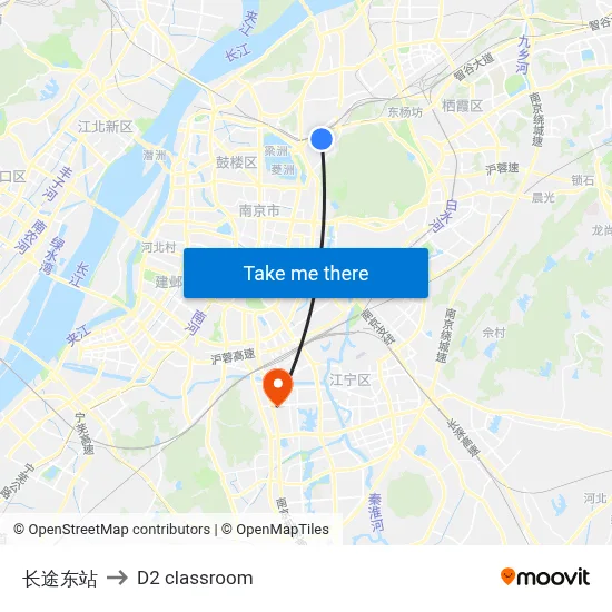 East Long-Distance Bus Station to D2 classroom map