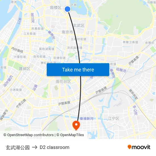 Xuanwu Lake Park to D2 classroom map