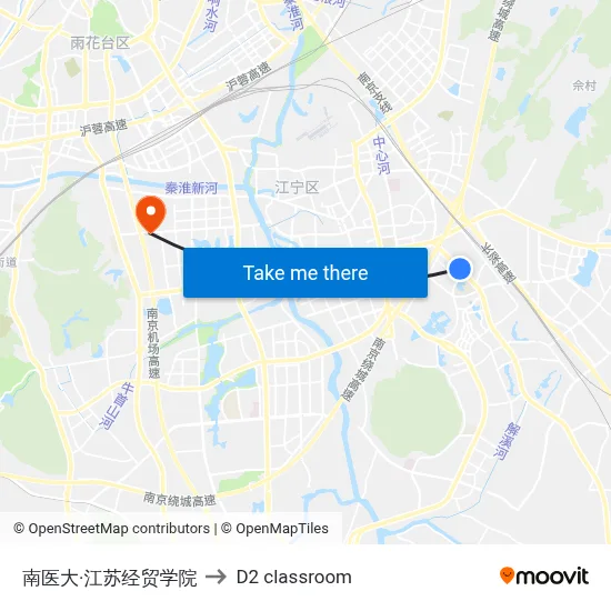 Nanjing Medical University & Jiangsu Economic Trade College to D2 classroom map