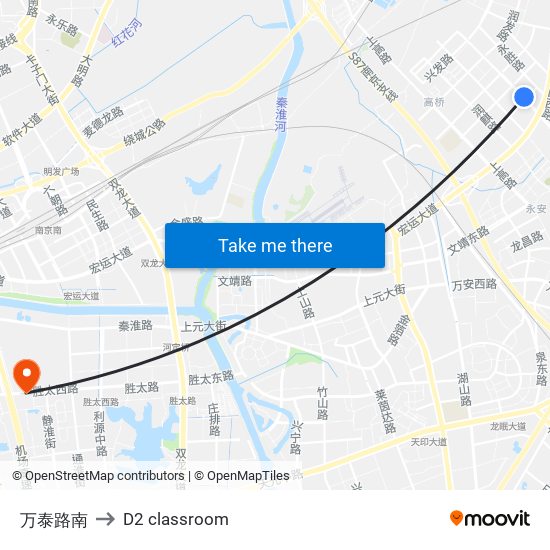 万泰路南 to D2 classroom map