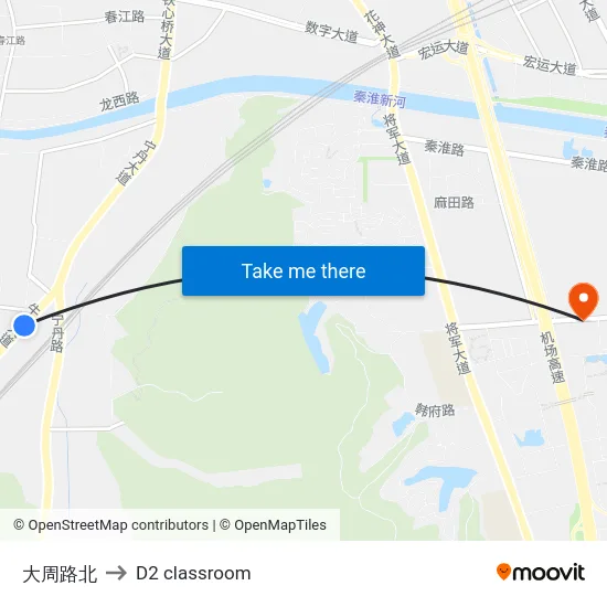 大周路北 to D2 classroom map