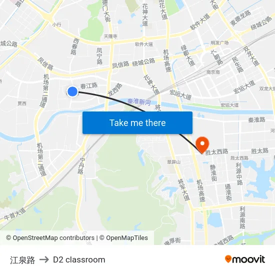 江泉路 to D2 classroom map